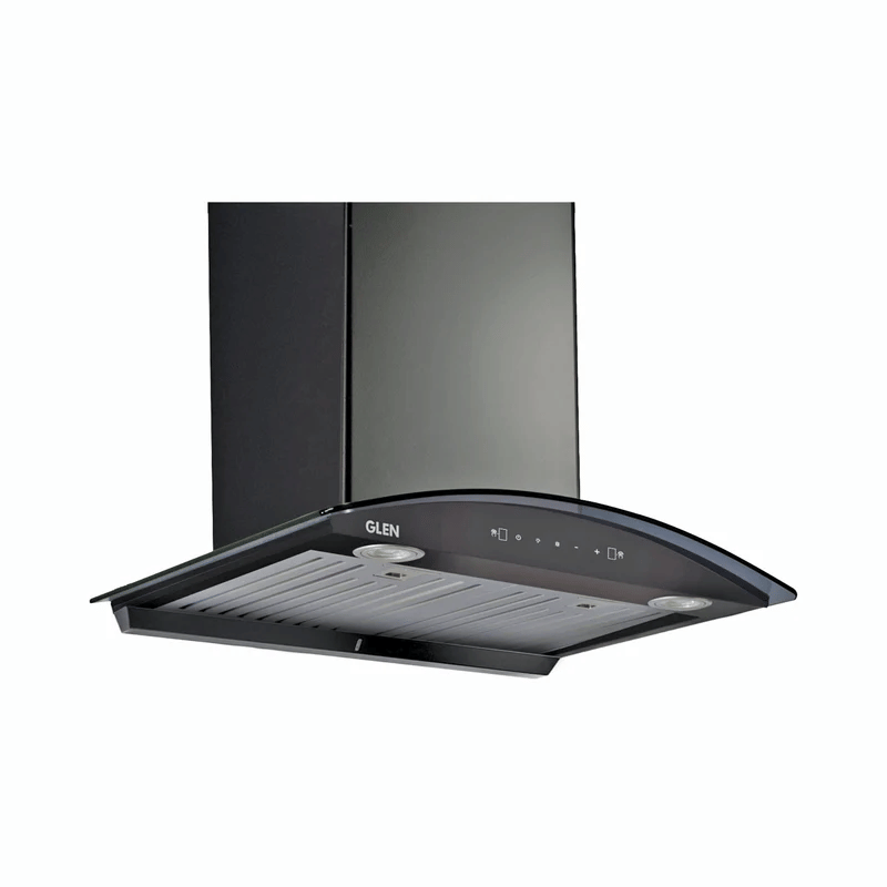 GLEN Cooker Hood 6066 BL MS AC 60cm 1200 - Auto Clean Curved Glass Kitchen Chimney, Baffle Filters, Motion Sensor 1200 m3/h 60cm - Black (6066 MS AC BL)