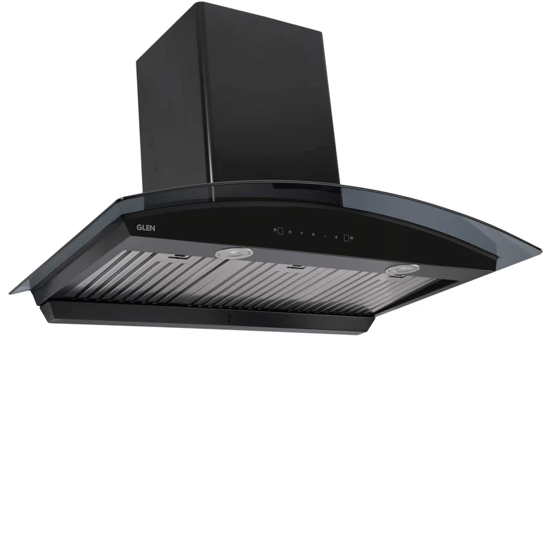 GLEN Cooker Hood 6066 BL MS AC 90cm 1200 - Auto Clean Curved Glass Kitchen Chimney, Baffle Filters, Motion Sensor 1200 m3/h 90cm - Black (CH6066MSACBL90)