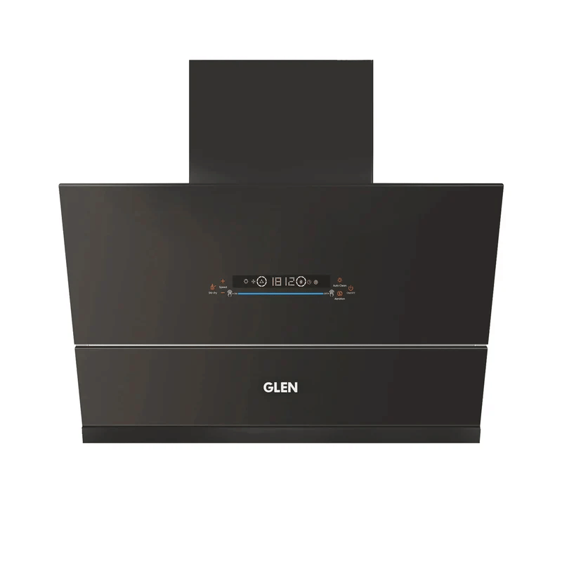 GLEN Cooker Hood 6074 Auto Clean 1600 - Auto Clean Glass Filterless Chimney with Inverter Technology, BLDC Motor 60/75/90cm 1600 m3/h -Black (6074 AC)
