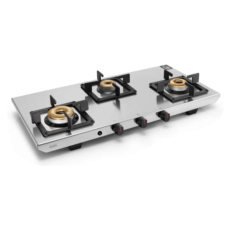 LPG Stove 1053 73 Ultra Tuff SS AI - 3 Burner Ultra Tuff Stainless Steel Gas Stove with Forged Brass Burner - Manual/Auto Ignition (CT1053UTSS73)