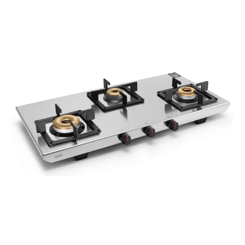GLEN PNG Stove 1053 77 Ultra Tuff SS - 3 Burner Ultra Tuff Stainless Steel PNG Gas Stove with Forged Brass Burner (CT1053UTSSPN)