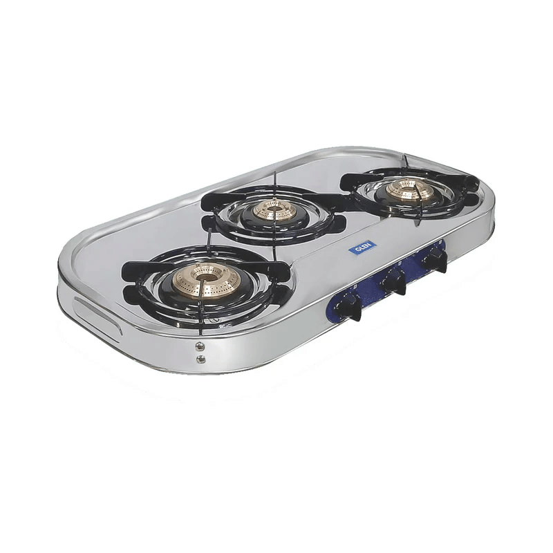 GLEN LPG Stove 1033 SS HF DT BB - 3 Burner Stainless Steel Gas Stove with High Flame Brass Burner Drip Tray