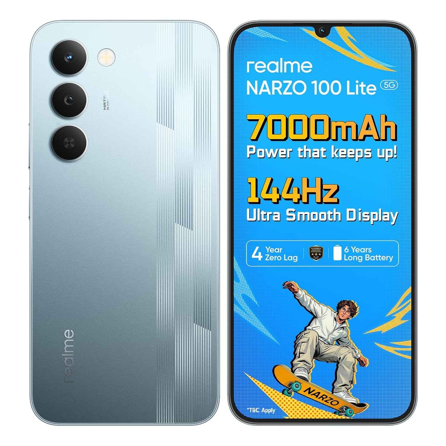 realme narzo 100 Lite 5G (Frost Silver, 6GB RAM, 128GB Storage)