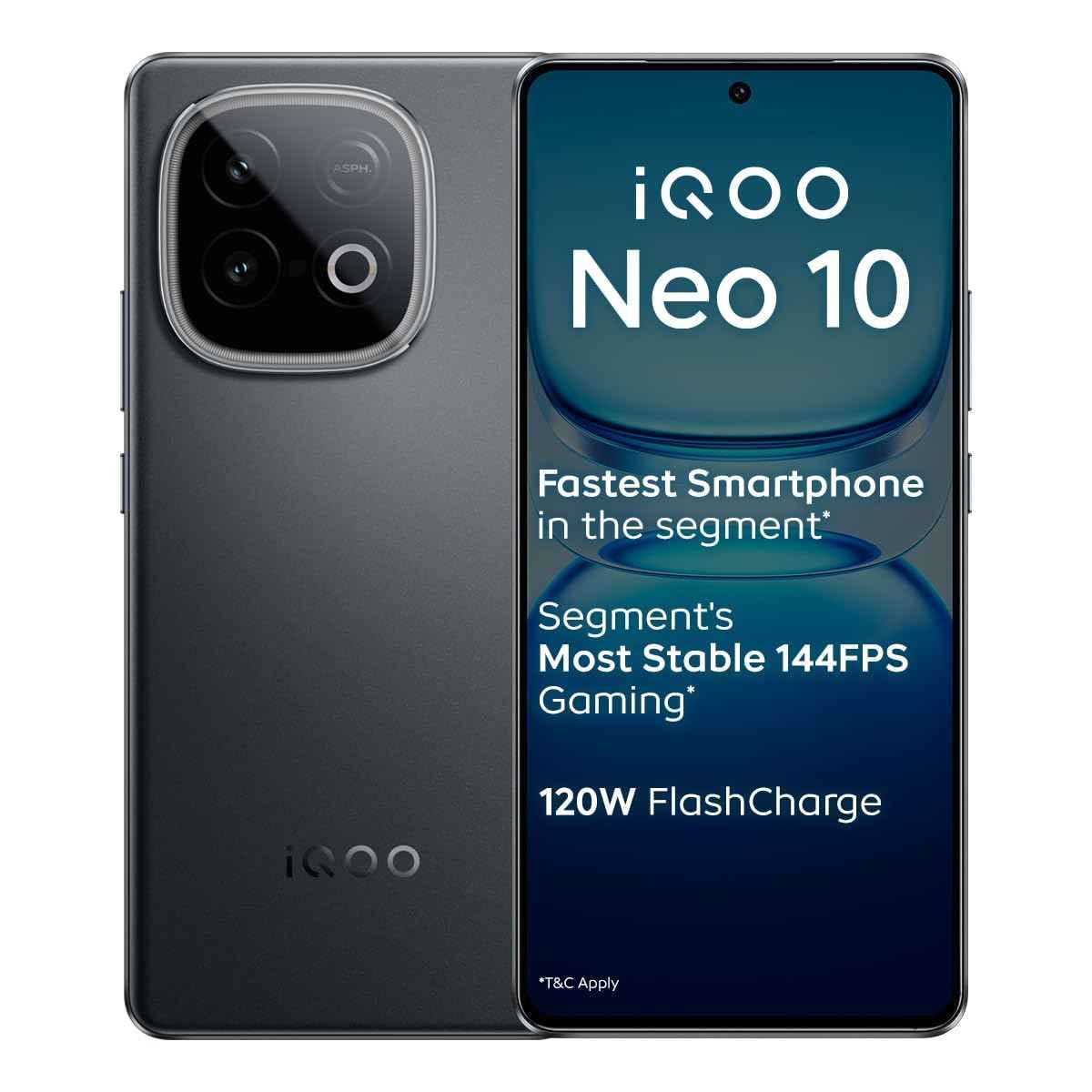iQOO Neo 10 5G (Asphalt Black, 8GB RAM, 256GB Storage)