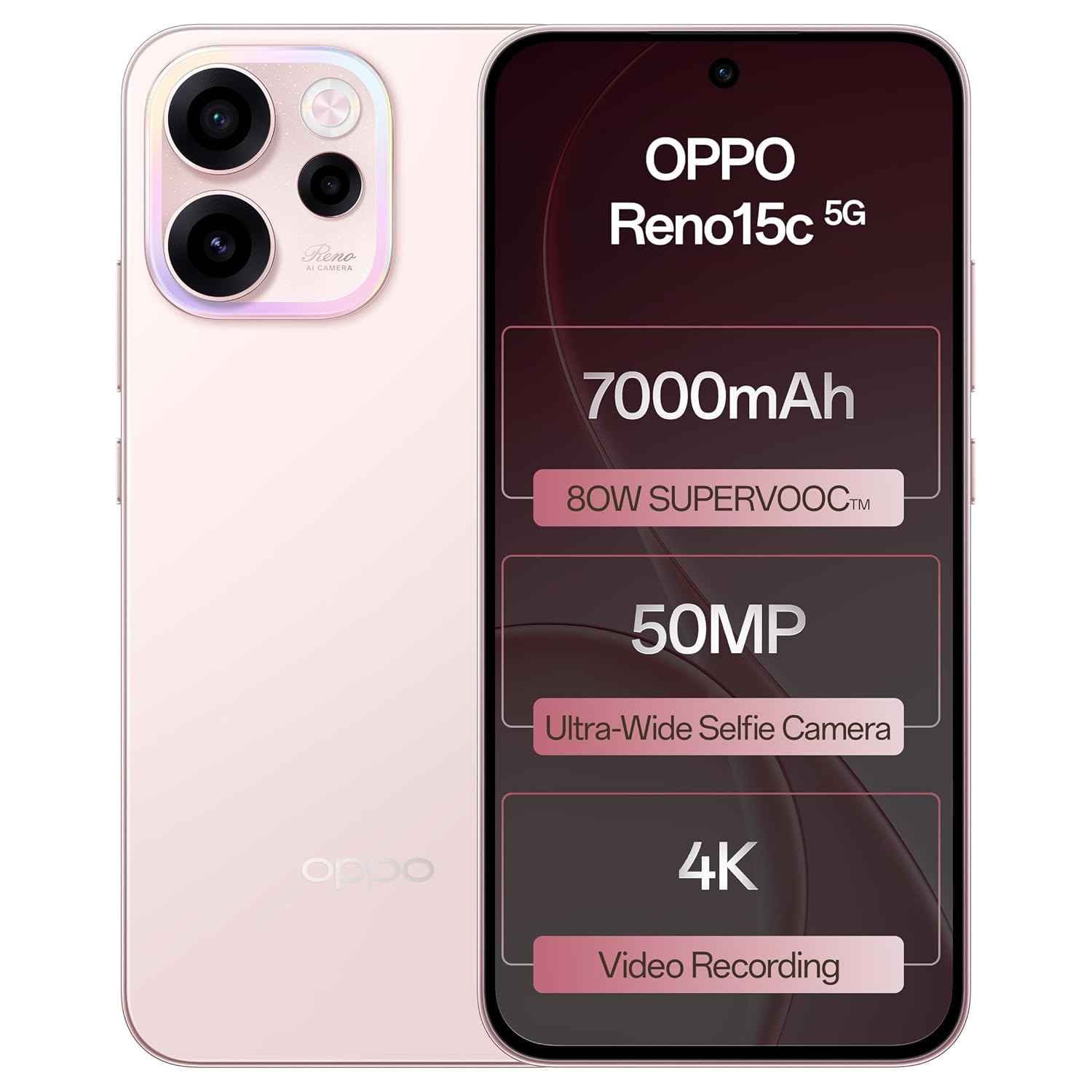 OPPO Reno15c 5G (Afterglow Pink,12 GB RAM, 256 GB)