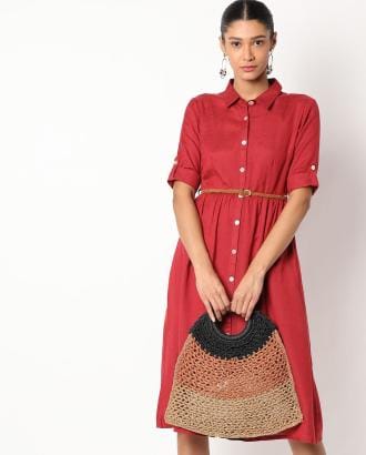 Shirt Dress with Braided Belt