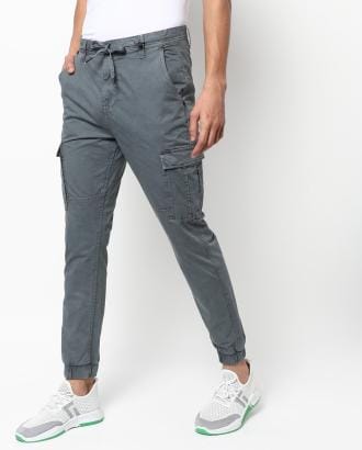 Slim Fit Cargo Joggers with Drawstring Waist