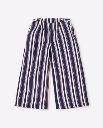 Striped Culottes with Semi-Elasticated Waist