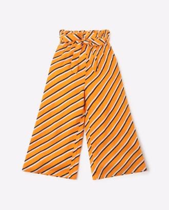 Striped Paperbag-Waist Culottes