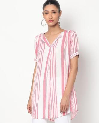 Striped Top with Puff Sleeves