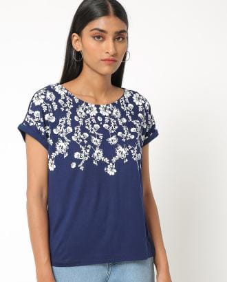 T-shirt with Placement Floral Print