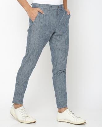 Textured Slim Fit Flat-Front Chinos