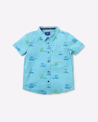Tropical Print Shirt with Patch Pocket
