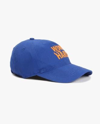 Typographic Print Baseball Cap with Tuck Strap Closure