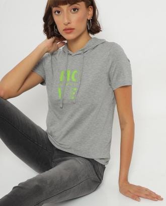 Typographic Print Hooded Top
