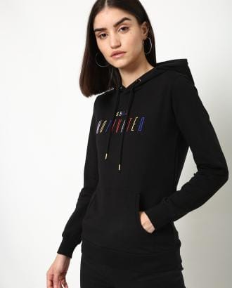 Typographic Print Hoodie with Kangaroo Pocket