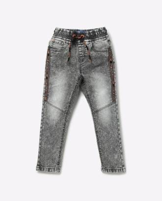 Washed Denim Jeans with Elasticated Waistband