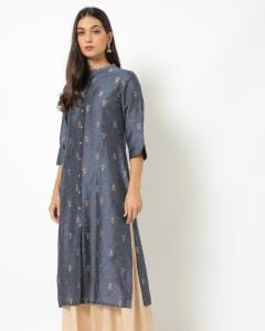 Woven Button-Down Straight Kurta
